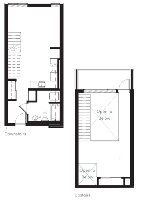 a floor plan of a small house with a bedroom and a living room